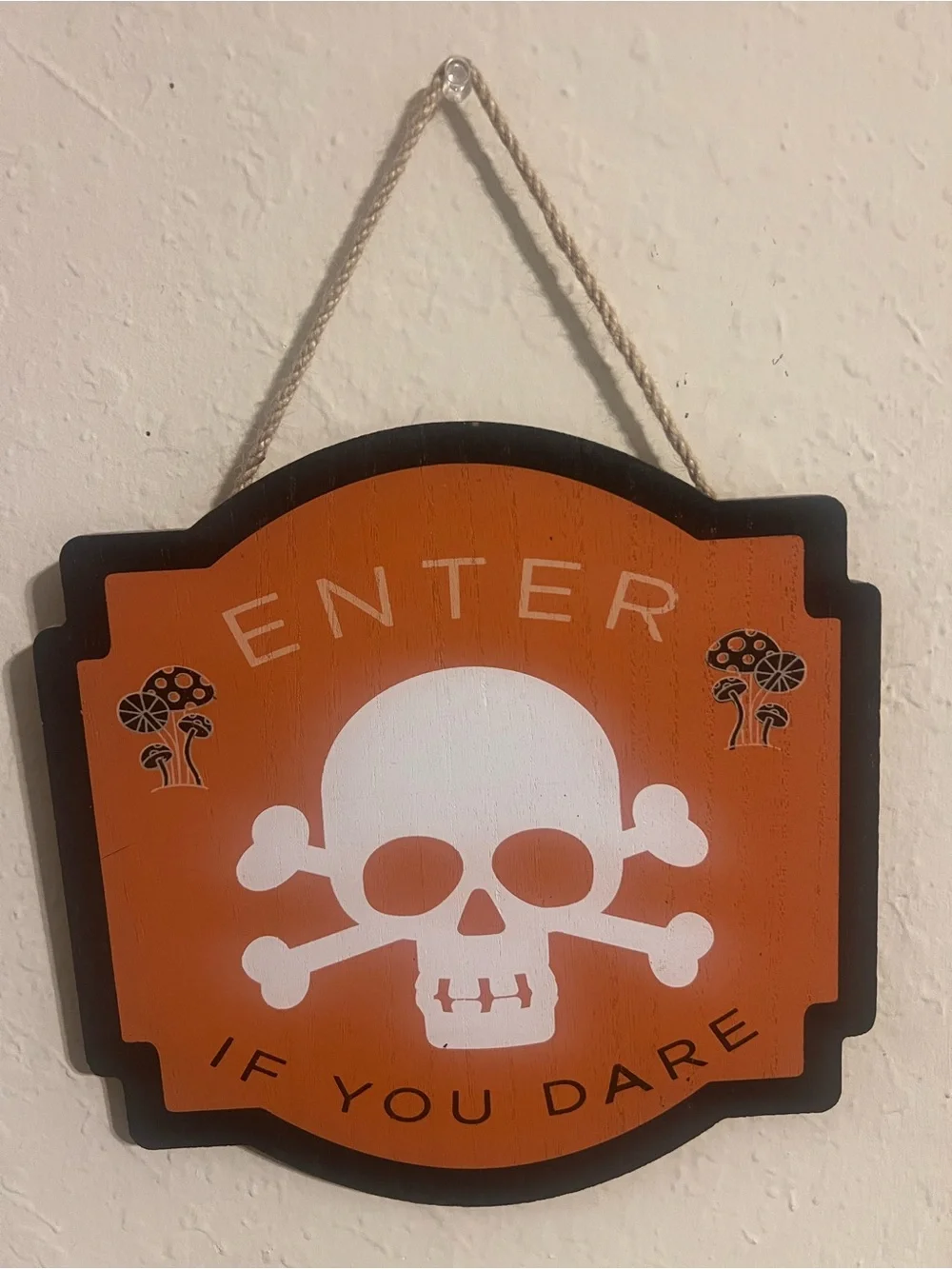 Orange Skull 'Enter If You Dare' Wall Sign - Home Wall Decor